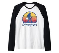 Grassquatch! Funny Bigfoot & Banjo Bluegrass Sasquatch Shirt Maglia con Maniche Raglan