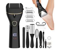 Grata elettrica per i piedi - Calli Polly ricaricabile, kit di pedicure | Feet Care Appliance con 3 rulli esfolianti, pelle secca e mortale dura, cura dei tacchi