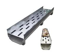 Grata resistente in acciaio inox, confezione da 4, canale di drenaggio antiruggine da 1 m (100 x 22 x 15 cm) per giardino, patio e pavimento in cemento, ideale per la gestione delle acque piovane