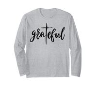 Grateful Blessed Thanksgiving Fall Cross Love Uomini Donne Bambini Maglia a Manica