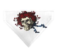 Grateful Dead Pet Bandana Grateful Dead Skull and Rose Face White Slip On Collar