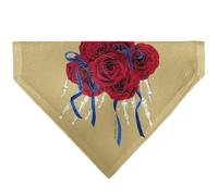 Grateful Dead Pet Bandana Grateful Dead The Other One Roses and Text Tan Blue Re