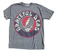 Grateful Dead Steal Your Face Skull Logo - Maglietta da Adulto (Grigio) Heathergrau Large