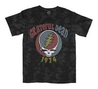 Grateful Dead T Shirt 1974 Band Logo Official Unisex Dip Dye Grey, T-Shirt Unisex - Adulto, Grey,