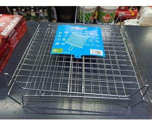 GRATICOLA BOMBATA CON PIEDI 35X40CM GRIGLIA DOPPIA INCROCIATA BARBECUE