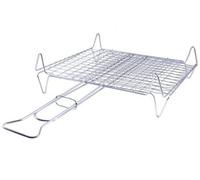 Graticola griglia bombata con piedi per barbecue ribaltabile doppio manico (25x30cm)