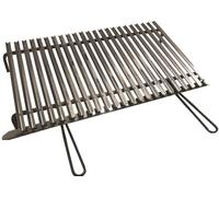 Graticola in acciaio inox, griglia per barbecue con sistema recupera grassi con piedini in ferro (80x50 cm)