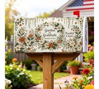 Gratitude - Coperture magnetiche per cassetta delle lettere con citazione | Illustrazione botanica, involucri per cassette postali, stile rustico, citazione ispiratrice, tavolozza dei colori autunnali