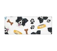 GRatka Border Collie cane sorridente,Tappetino per mouse grande, da scrivania, per tastiera e computer, con base in gomma antiscivolo, 30 x 80 cm