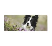 GRatka Border Collie Lawn Border Collie Nero Animali domestici,Tappetino per mouse grande, da scrivania, per tastiera e computer, con base in gomma antiscivolo, 30 x 80 cm