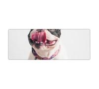 GRatka Bulldog francese felice e curioso,Tappetino per mouse grande, da scrivania, per tastiera e computer, con base in gomma antiscivolo, 30 x 80 cm