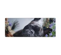 GRatka Centro commerciale Bulldog francesi Cani neri Animali domestici,Tappetino per mouse grande, da scrivania, per tastiera e computer, con base in gomma antiscivolo, 30 x 80 cm