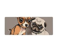 GRatka Chihuahua Bulldog Carlino Carino Cane Animale Domestico Amici Cucciolo Beige,Tappetino per mouse grande, da scrivania, per tastiera e computer, con base in gomma antiscivolo, 30 x 80 cm