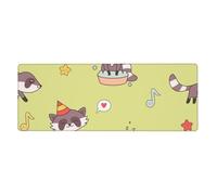 GRatka Procione Kawaii carino,Tappetino per mouse grande, da scrivania, per tastiera e computer, con base in gomma antiscivolo, 30 x 80 cm