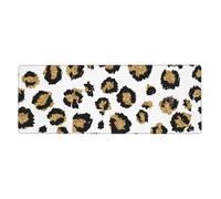 GRatka Stampa animalier leopardata nera con glitter oro,Tappetino per mouse grande, da scrivania, per tastiera e computer, con base in gomma antiscivolo, 30 x 80 cm