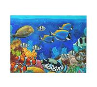 GRatka Stampe artistiche da parete, stampe artistiche da parete su tela 30x40 cm, quadri decorativi, quadri artistici da parete,Colorati pesci tropicali coralli nuotano nell'oceano profondo Arte