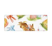 GRatka Uovo di coniglio pasquale acquerello,Tappetino per mouse grande, da scrivania, per tastiera e computer, con base in gomma antiscivolo, 30 x 80 cm