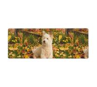 GRatka Westie Autumn West Highland White Terrier Cani,Tappetino per mouse grande, da scrivania, per tastiera e computer, con base in gomma antiscivolo, 30 x 80 cm