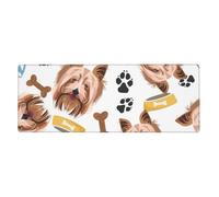 GRatka Yorkshire Terrier cane sorridente,Tappetino per mouse grande, da scrivania, per tastiera e computer, con base in gomma antiscivolo, 30 x 80 cm
