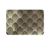 GRatka Zerbino da esterno, zerbini antiscivolo per ingresso interno, tappeto per patio esterno 40x60 cm, conchiglie Art Deco nero champagne scaglie dorate
