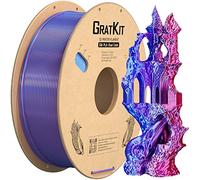GratKit Filamento di Seta PLA a Doppio Colore 1.75mm, Filamento per stampante 3D FDM 1KG(2,2 libbre), Precisione Dimensionale +/- 0,03 mm, Due-Color Silk PLA Blu Chiaro e Rosa Rosso