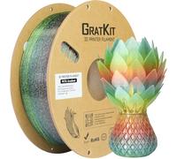 GratKit Glitter Rainbow PETG, Color Change 3D Printer Filament 1.75mm, 1kg, Multicolor Gliter PETG