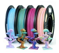 Gratkit Matte Tri-Color PLA Filament, 1.75mm,High Speed PLA, 4 * 250g/Roll | Triple Color 3D Printer Filament, Matte Rainbow PLA, 3 in 1 Coextrusion PLA, +/-0.03mm, Fit for Most FDM 3D Printers