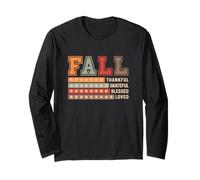 Grato Grateful Blessed Loved Thanksgiving Day Fall Vibes Maglia a Manica