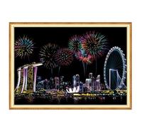 Gratta E - Carta Da Grattare Con Punti Di Riferimento Della Città, Per Scarabocchi Creativi, Divertenti Creazioni Per Feste, Kit Per Arti E Mestieri, Fogli Artistici Colorati,