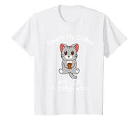 Gratta e Vinci Gattino Carino con caffè Maglietta, Bambini, Bianco, 3 Anni