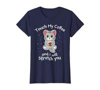 Gratta e Vinci Gattino Carino con caffè Maglietta, Donna, Navy, L