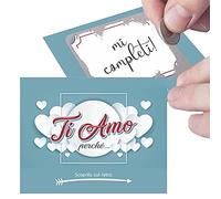 Gratta e Vinci Personalizzato Ti Amo Perchè per Lui o Lei. 5 Biglietti per Sorpresa Romantica al tuo Amore. Regalo Originale per Fidanzato Fidanzata. Idea regalo San Valentino Anniversario matrimonio