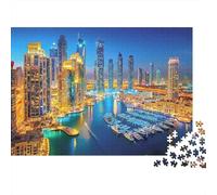 Grattacieli città moderna Puzzle 1000 Pezzi Carta per Adulti Vista notturna sul mare Gioco di Puzzle 1000 Pezzi Relax Famiglia Decorazione Regalo 70x50cm/1000pcs
