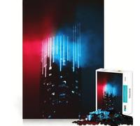 Grattacielo al neon per adolescenti Puzzle da 1000 pezzi Richiamo Stimolo Tempo libero Pulito Lista dei desideri di Babbo Natale (38x52cm)