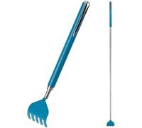 Grattaschiena estensibile blu, 14 cm in acciaio inox palo prurito sollievo graffiare, artiglio a forma di manico in plastica telescopico indietro grattatore, penna stile tasca clip adulto riempitivi