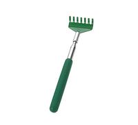 Grattaschiena telescopico verde in acciaio inox con 7 denti, 5 segmenti, 20 cm chiuso a 68 cm esteso, leggero 43 g, manico ergonomico, bordo tiragraffi da 4 cm