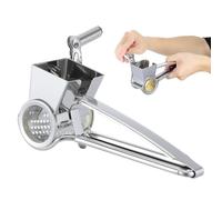 Grattugia a Manovella per Formaggio e Aglio in Acciaio Inox | Lame Rotanti Sostituibili, Funzionamento Manuale senza Elettricità, Fissatore Incluso, per Casa e Ristorazione