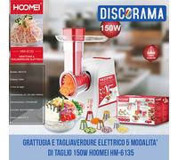 GRATTUGIA E TAGLIAVERDURE ELETTRICO 5 MODALITA' DI TAGLIO 150W HOOMEI HM-6135 [EEK: Conforme]