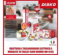 GRATTUGIA E TAGLIAVERDURE ELETTRICO 5 MODALITA' DI TAGLIO 150W HOOMEI HM-6135 onforme]