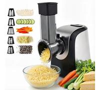 Grattugia Elettrica 5 in 1 150W, Tagliaverdure con 5 Lame in Acciaio Inox per Formaggio, Frutta e Verdura, Tritatutto Senza BPA e Lavabile in Lavastoviglie,Grigio argento