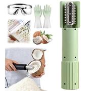 Grattugia Elettrica Per Cocco Con Occhiali E Guanti, Raschietto Portatile Per Cocco, Grattugia Cucina Rotante Automatica Anti-schizzi, Rullo Elettrico Per Cocco In Acciaio Inossidabile(Green,1PC)