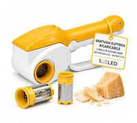 Grattugia Elettrica per Formaggio Ricaricabile con 2 Rulli in Acciaio Inox | QUALITA' RESISTENTE, Batteria 800 mAh, Motore 12 W, Rullo Fine e Grosso, per Formaggio Duro, Cioccolato e Frutta Secca