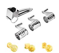 Grattugia Formaggio Manuale in Acciaio Inox, Grattugia a Manovella per Formaggio, Grattugia Rotativa per Reggiano, Multifunzione Grattugia per formaggi con 3 Tamburi Rotanti Intercambiabili Manuale