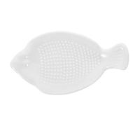 Grattugia in Ceramica Bianca, Piatto Poco Profondo | Forma a Pesce, Denti Ceramici e Superficie Smaltata Liscia, per Preparazioni Rapide e Facile Pulizia
