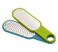 Joseph Joseph Duo Set di grattugie da cucina, 2 pezzi, grattugia formaggio e verdura, gratta limoni e agrumi manuale, fori larghi e fini, azzurro/verde