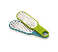 Joseph Joseph Duo Set di grattugie da cucina, 2 pezzi, grattugia formaggio e verdura, gratta limoni e agrumi manuale, fori larghi e fini, azzurro/verde