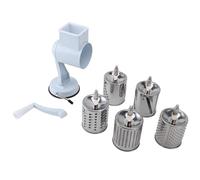 Grattugia manuale per formaggio e verdure, grattugia in acciaio inox a manovella con 5 lame intercambiabili e manico, ideale per formaggio, noci, patate e taglio a julienne (Bianca)