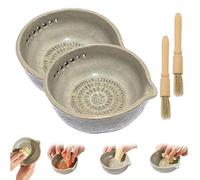 Grattugia Per Aglio E Ciotola Per Erbe Aromatiche Fatta A Mano, Utensili Da Cucina in Gres, Grattugia Per Erbe Aromatiche in Ceramica E Ciotola Per Grattugiare L'aglio, 5 Fori (2 pezzi)