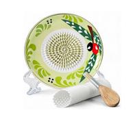 Grattugia Per Aglio In Stile Mediterraneo Con Spazzola, Colore Verde Oliva,