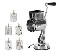 Grattugia per formaggio a manovella, trituratore per formaggio in acciaio inox, grattugia girevole per verdure a base di aspirazione, grattugia a tamburo multifunzionale per formaggio, noci, patate e